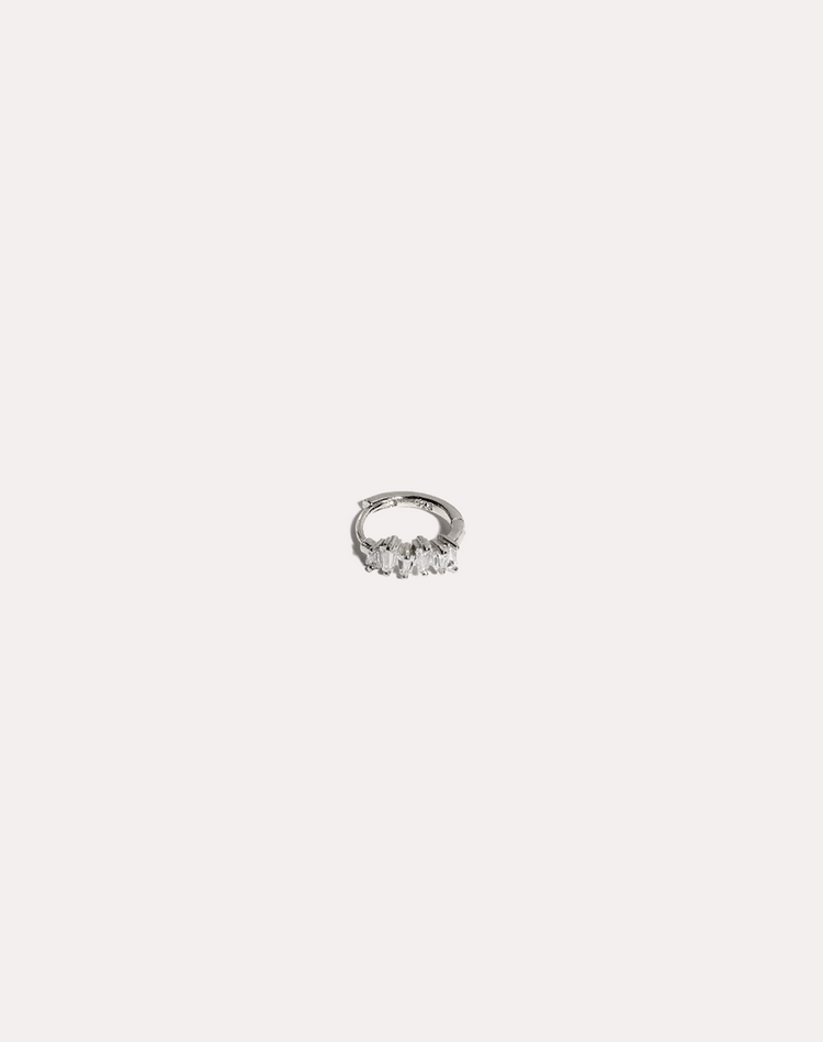 Callie Diamond Silver Huggie Earring